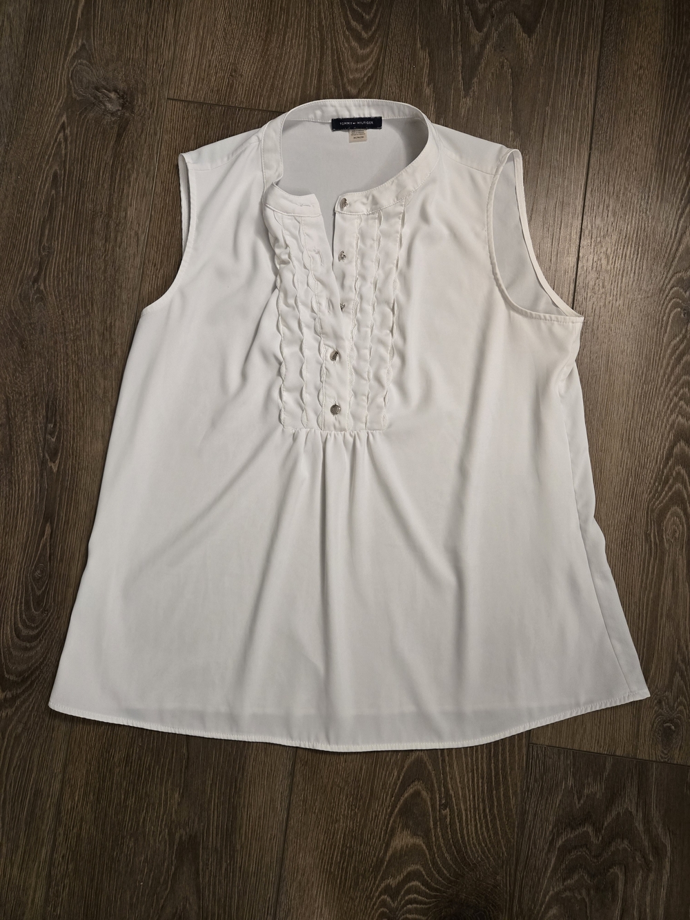 Tommy Hilfiger White Sleeveless Pintuck-Front Camisole